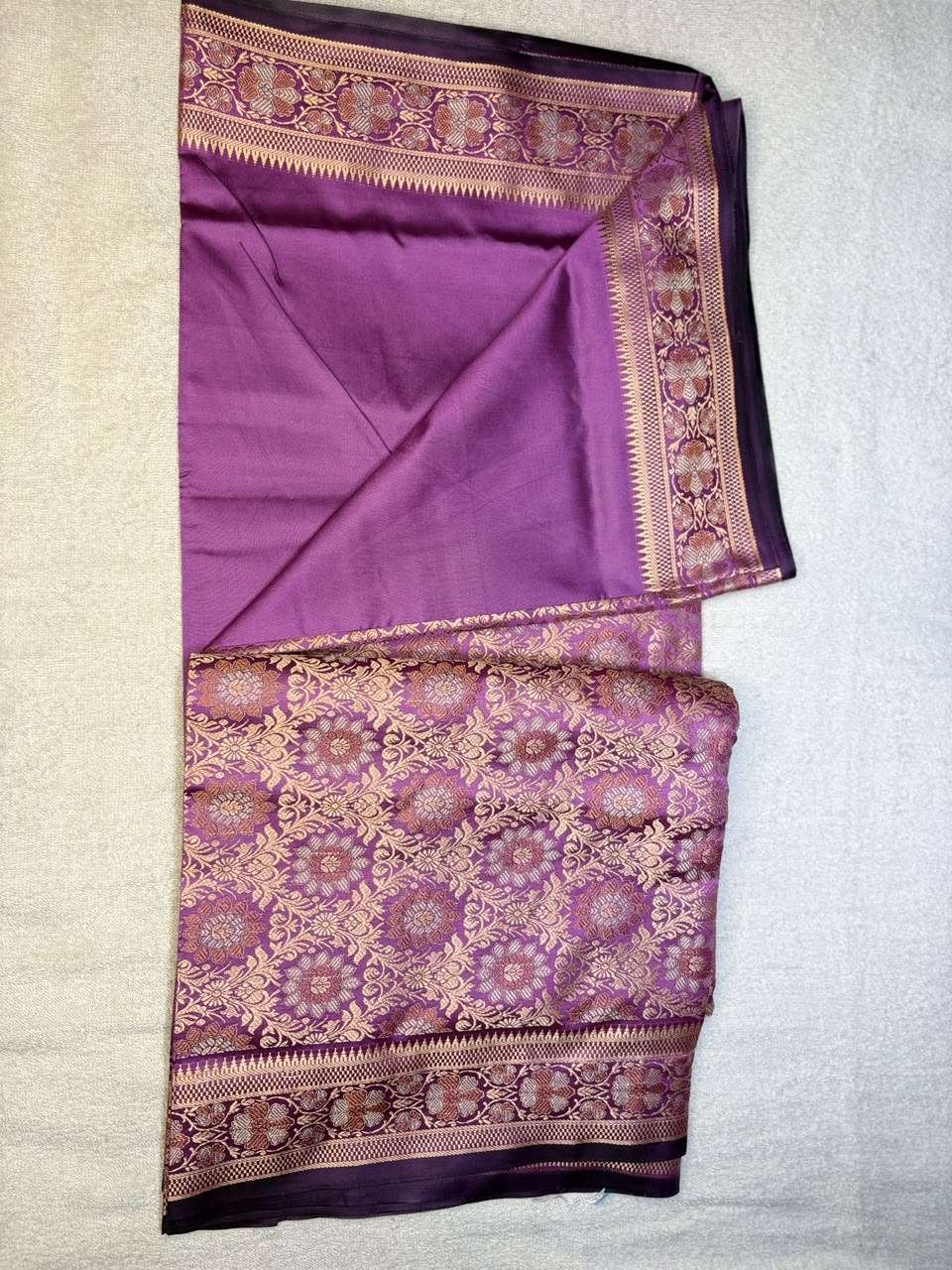 Lavender color Kashmiri Silk Saree